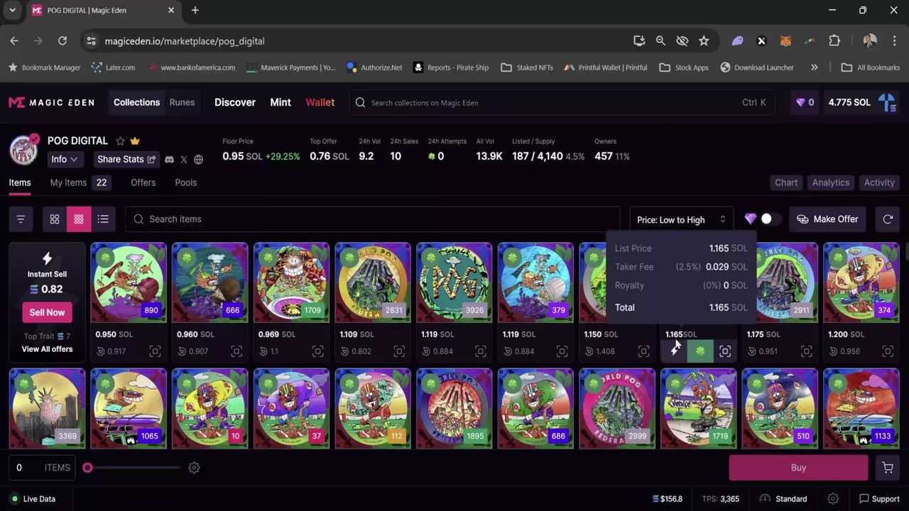 Buying Pogs on Magic Eden