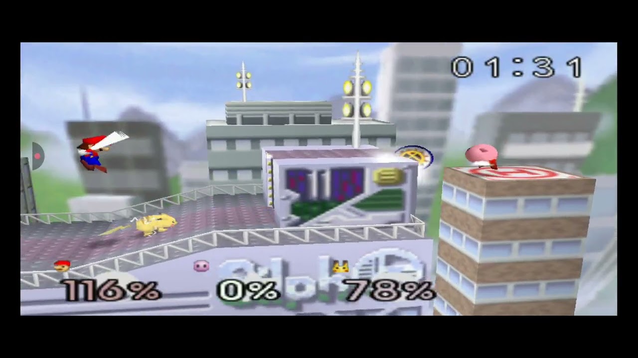 Super Smash Bros 64 Batallas - Mario vs Kirby vs Pikachu 