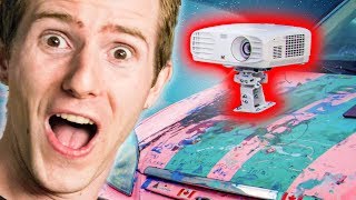 We did WHAT to Linus’ car?? - Viewsonic PX747 4K Projector Showcase
