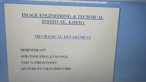 Press tool lecture 1(part 1)