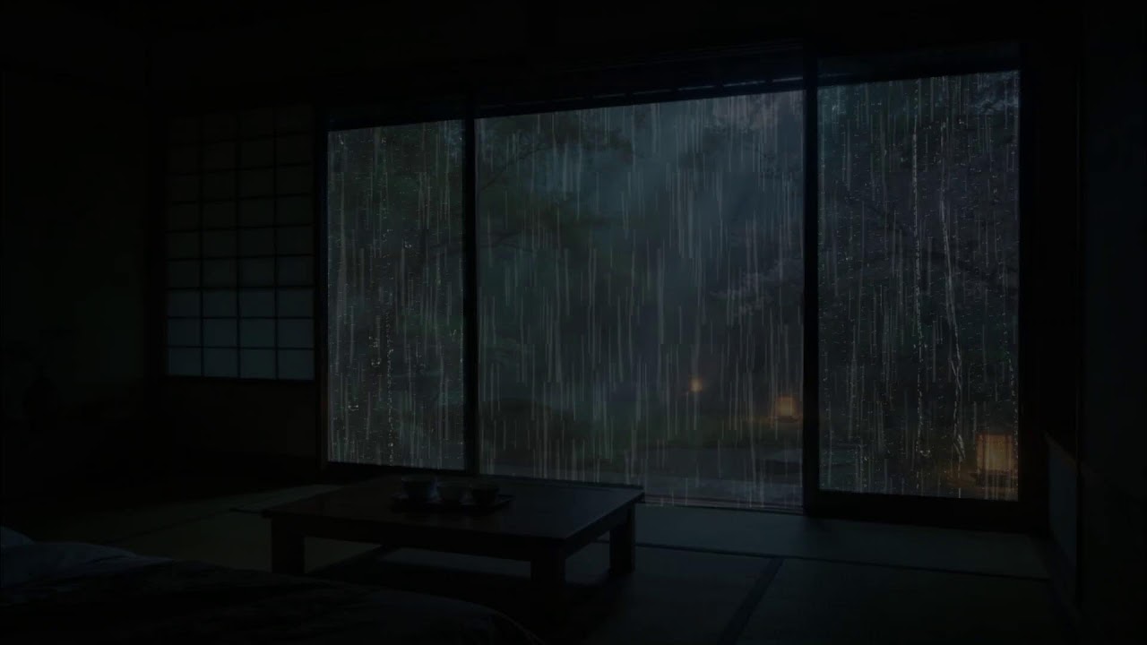 Rain Sounds & Thunder in Forest for Sleeping 🌧 Peaceful Dark Bedroom Ambience for Deep Sleep