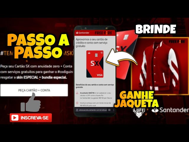 NÃO CHEGOU? CODIGUIN DA JAQUETA SANTADER FREEFIRE, COMO PEGAR JAQUETA  SANTANDER! NOVIDADES FREE FIRE 