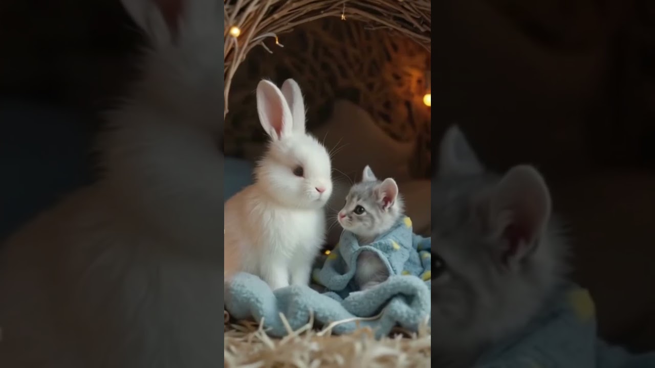 Unexpected Friendship: How a Rabbit Became a Kitten’s Guardian