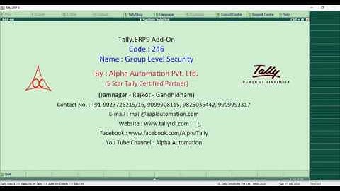 Tally Add On : Group Level Security in Tally.ERP9 Software.