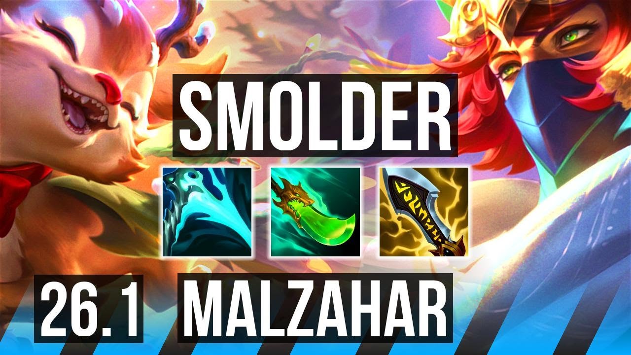 SMOLDER vs MALZAHAR (MID) | Good KDA: 23/1/3 | EUNE Master | 26.1