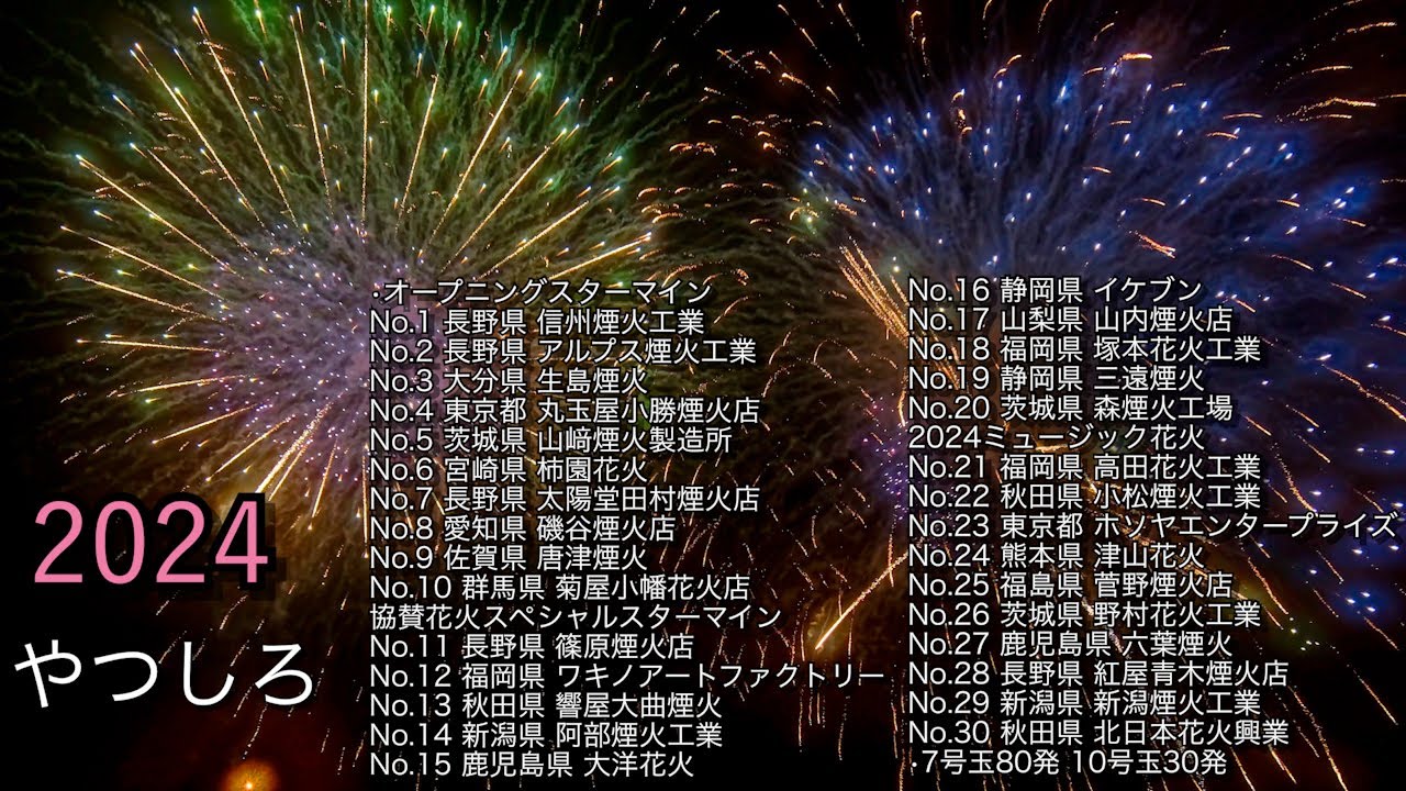 第37回やつしろ全国花火競技大会 八代亜紀さんありがとう - YouTube