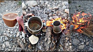 طريقة عمل شاي على الجمر بطريقة سهلة مع اشعال النار how to make delicious tea and starting fire