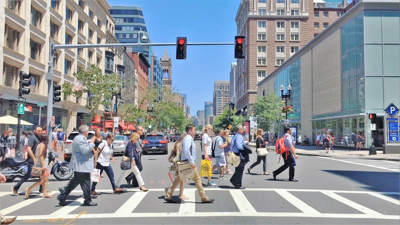 Driving Downtown - Boston's Main Street 4K - USA