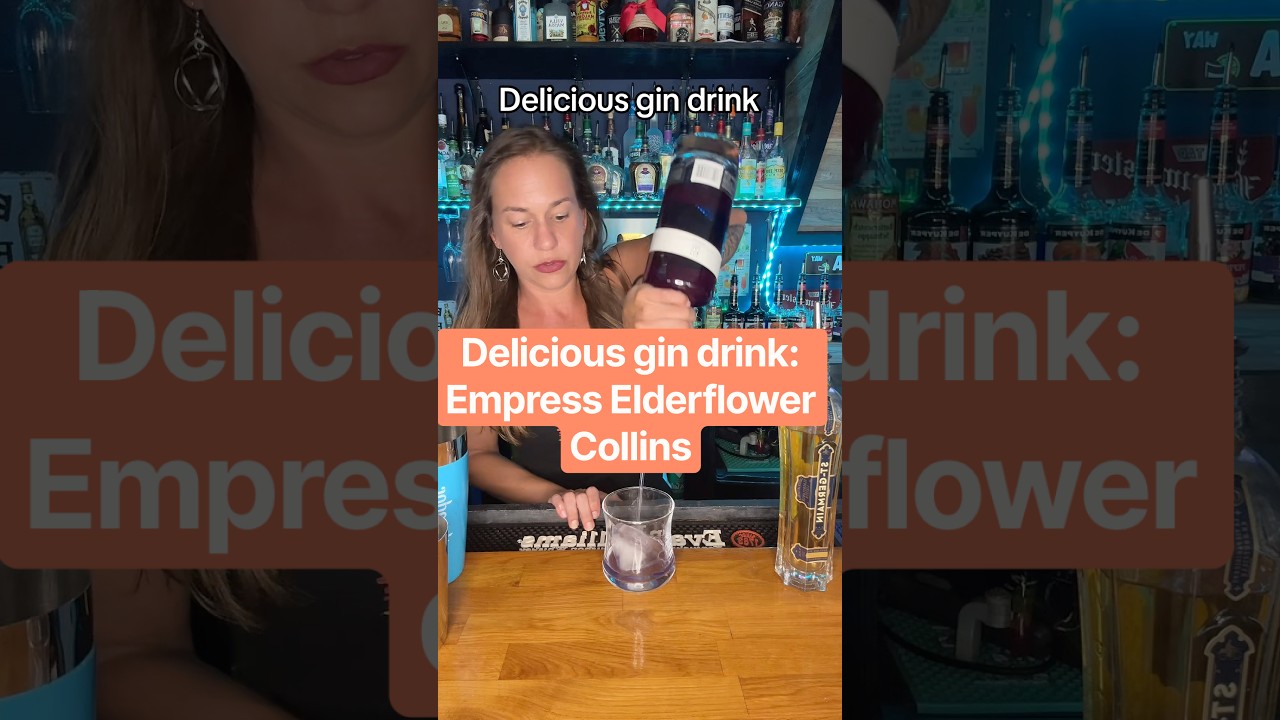 How to make a delicious gin drink! Let’s call it an Empress Elderflower Collins #bartender #gindrink