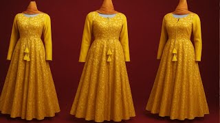 Beautiful Princess cut long Anarkali dress cutting and stitching//18 panel anarkali frock diy/gown