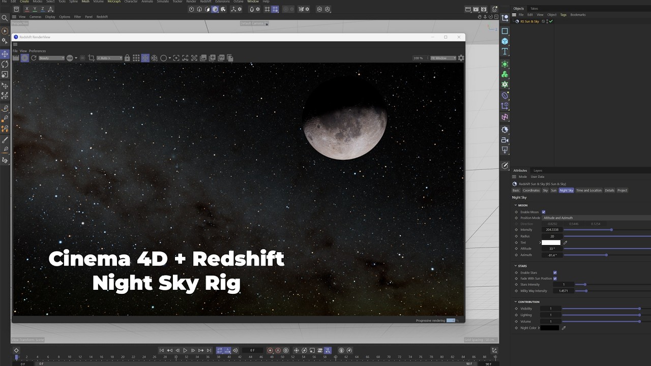 Cinema 4D Redshift Night Sky Tutorial - YouTube