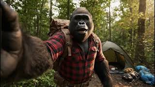 Gorilla Goes Camping Alone Cooking Rice Like A Pro