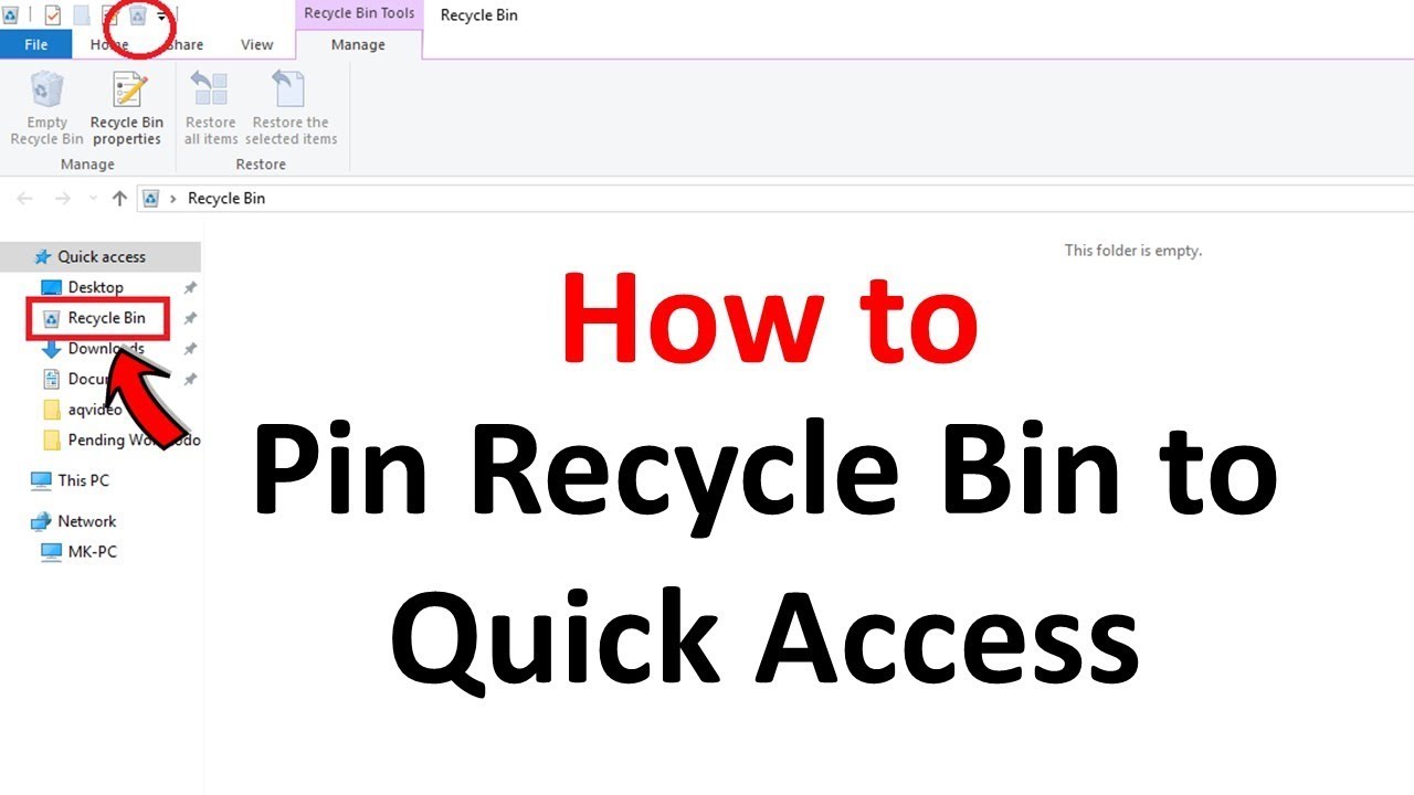How to pin recycle bin to quick access and quick access toolbar in www vrogue co