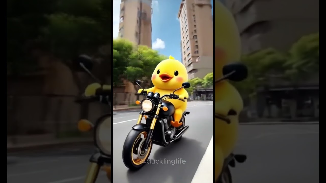 Duckling bought new motorbike 