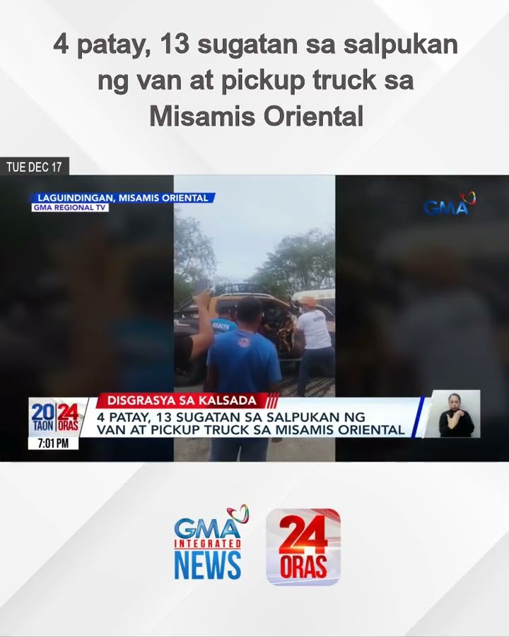 4 patay, 13 sugatan sa salpukan ng van at pickup truck sa Misamis Oriental | 24 Oras