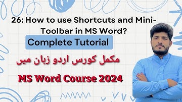 How to use Shortcuts and Mini Toolbar in MS Word? Urdu/Hindi | MS Word Course 2024