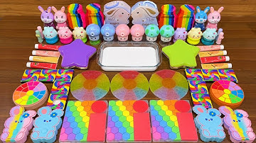 RAINBOW SLIME ! Mixing random into GLOSSY SLIME ! Relaxing Slime Video #207