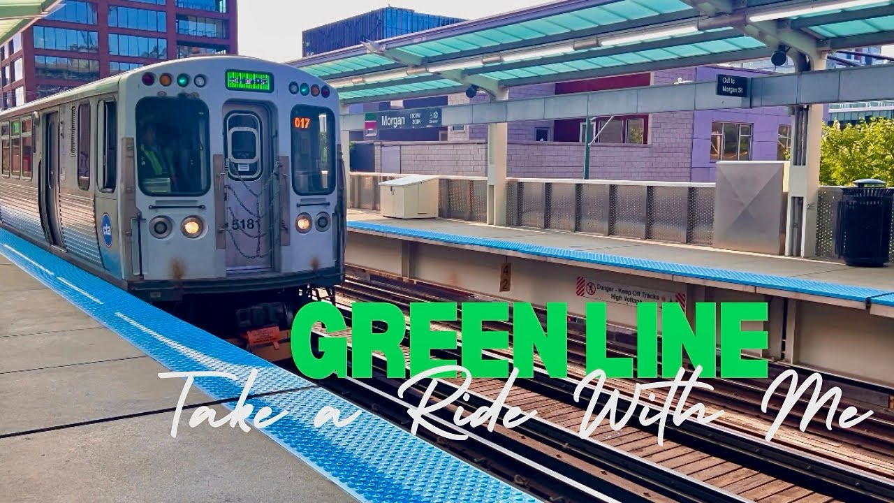 Train Ride in Chicago Green Line Station CTA Transit System Train