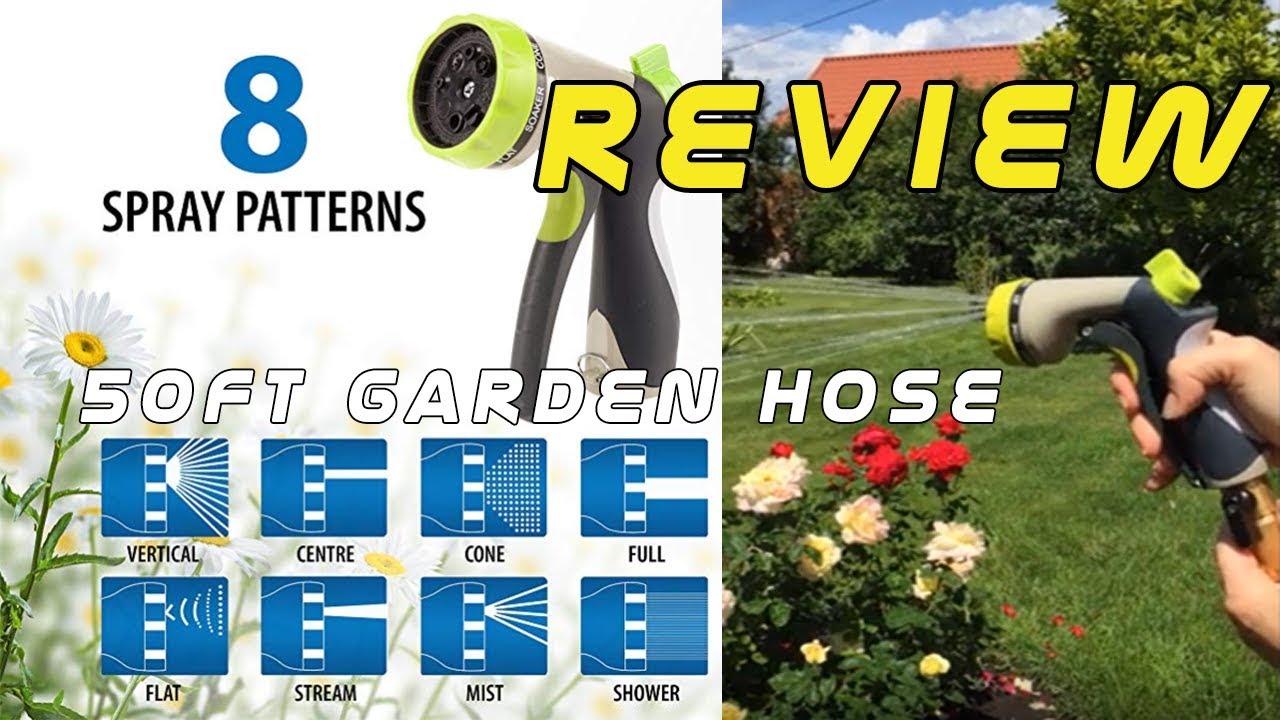 Hospaip 50ft Garden Hose Review 2018 | Metal 8 Function Spray Nozzle