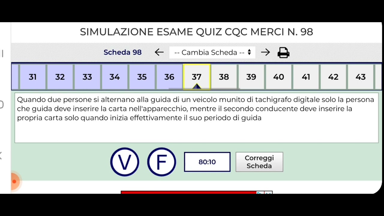 Simulazione esame quiz cqc merci scheda n.98 esame 2023 70 domande ...