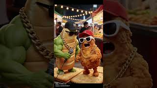 food fight😂😂😂 #ai #animals #animatedcomedy #food #fighting