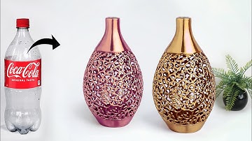 Plastic bottle flower vase || Flower vase making with Hot glue || Best out of waste