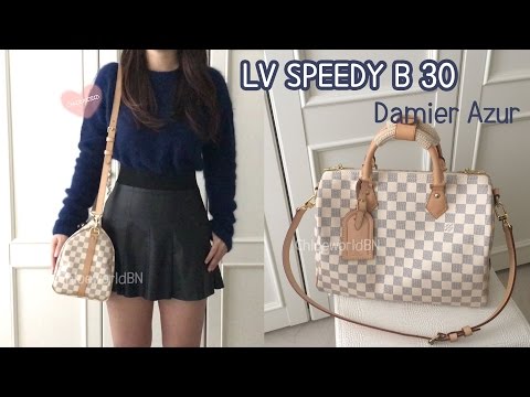 LOUIS VUITTON: Damier Azur Speedy Bandouliere 35 – Luv Luxe Scottsdale