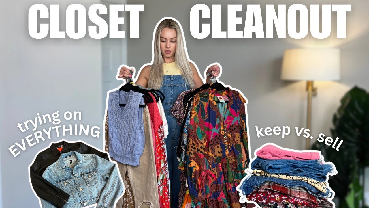 CLOSET CLEANOUT | Trying on Everything + Decluttering my wardrobe - YouTube
