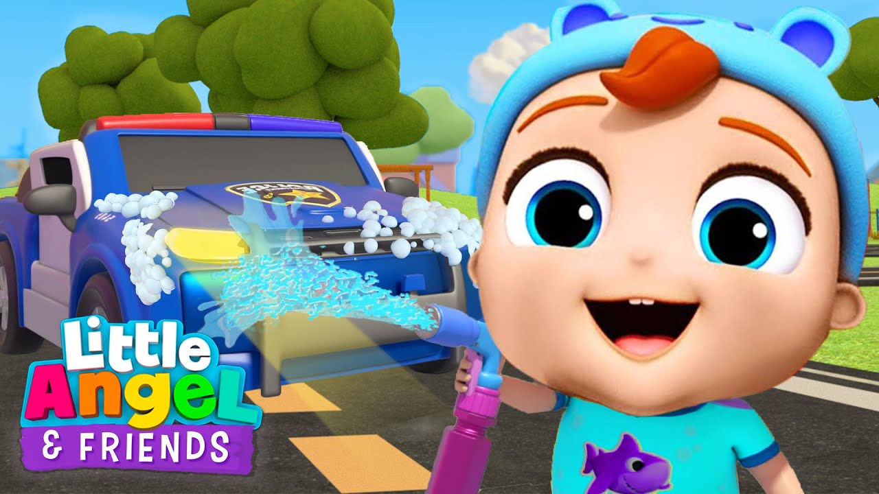 Fun at the Car Wash! | Splish Splash! | Little Angel And Friends Kid Songs