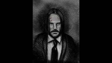 Keanu Reeves JOHN WICK Procreate charcoal portrait time lapse