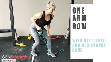 Resistance Band with Kettlebell Split Stance One Arm Row