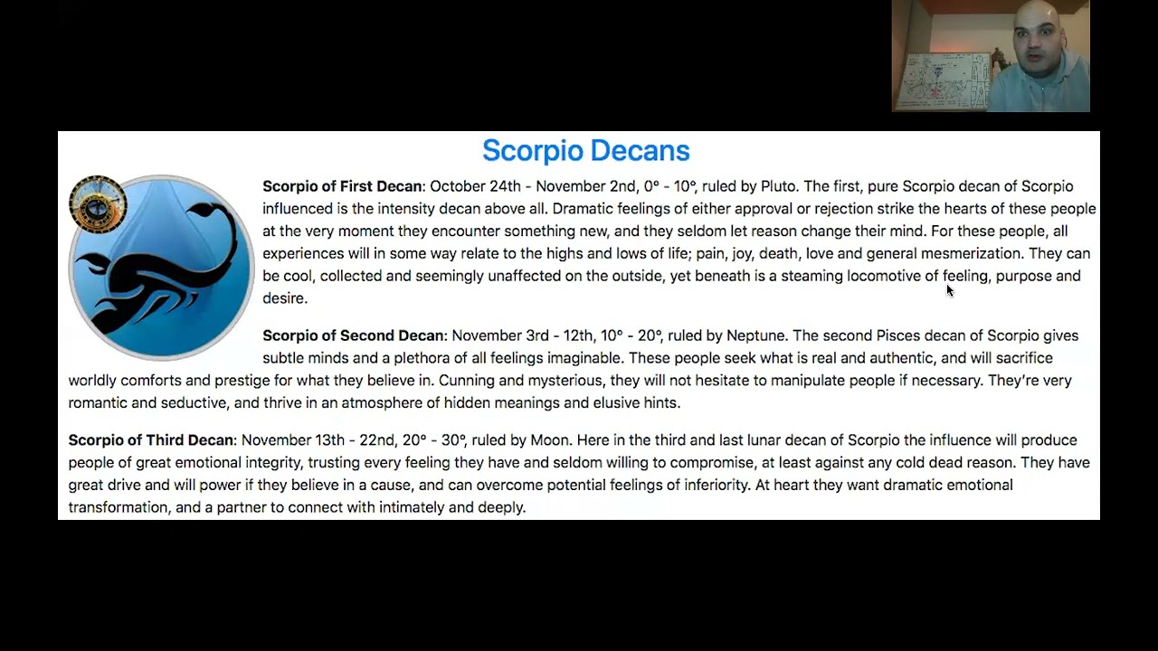 Astrology Lesson 17 - Astrological Decans Part 4  (Libra, Scorpio & Sagittarius)