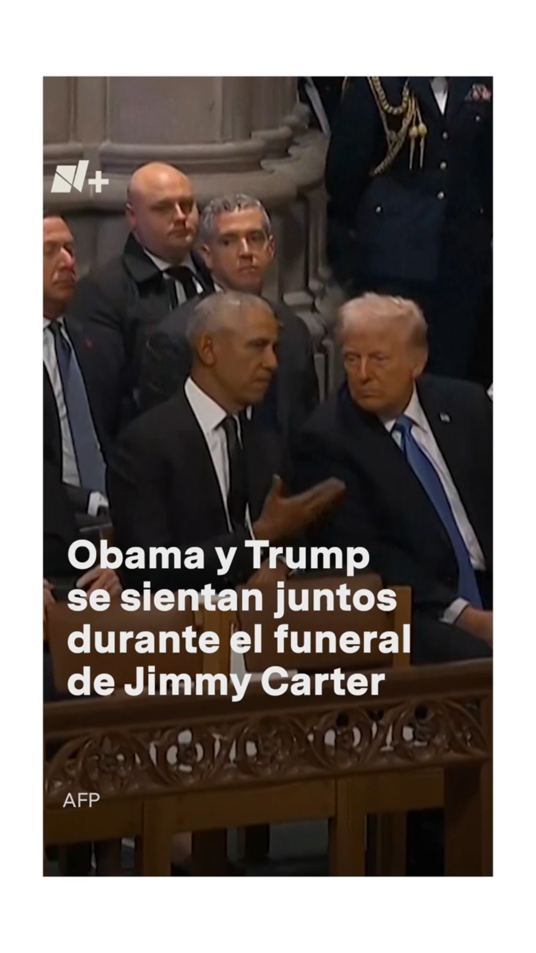 Obama y Trump se sientan juntos durante el funeral de Jimmy Carter #nmas #shorts #jimmycarter