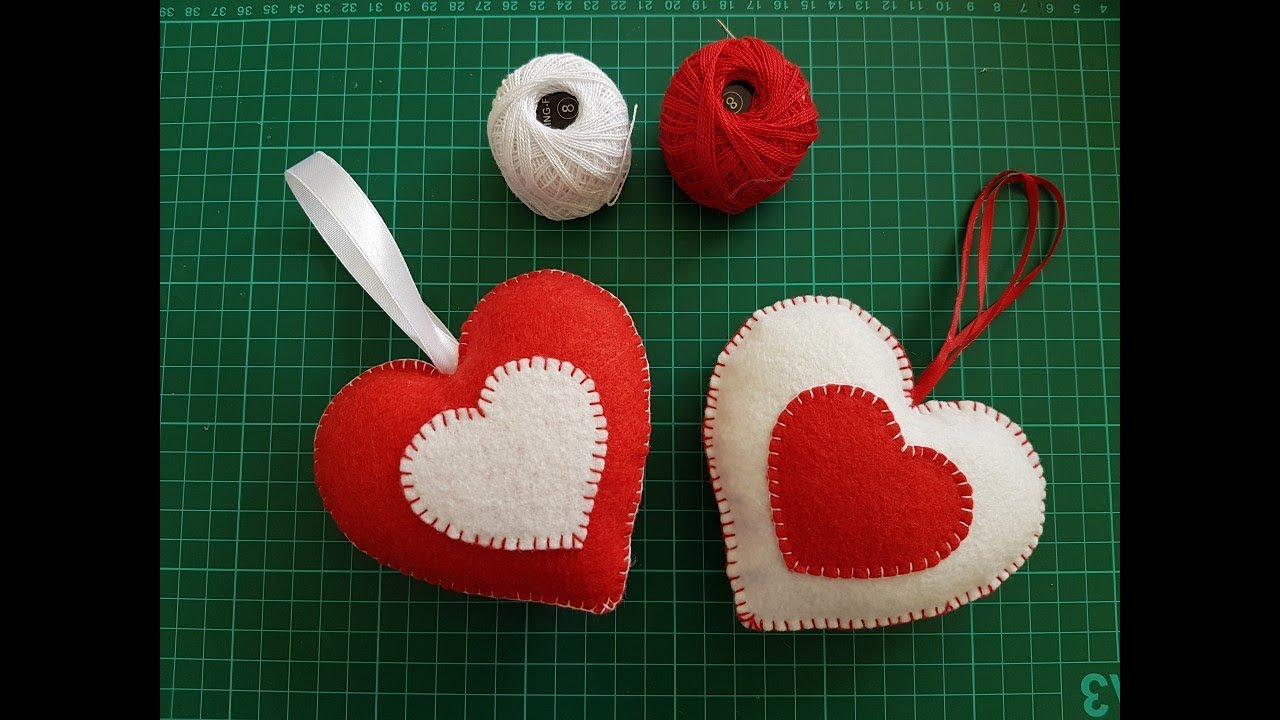 DIY Felt Heart Ornaments - Tutorial - Sew Historically