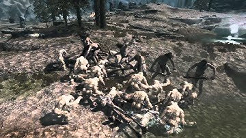 20 Trolls Vs 10 Giants Skyrim battle