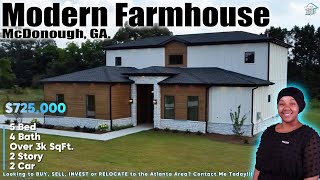 Luxurious Modern Farmhouse in Mcdonough Ga With 2 Primary Suites | NO HOA On 1.21 Acres | Must See!!