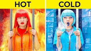 EXTREME🔥HOT VS COLD❄️ CHALLENGE Fire Girl VS Icy Girl *Four Elements by YOWZA