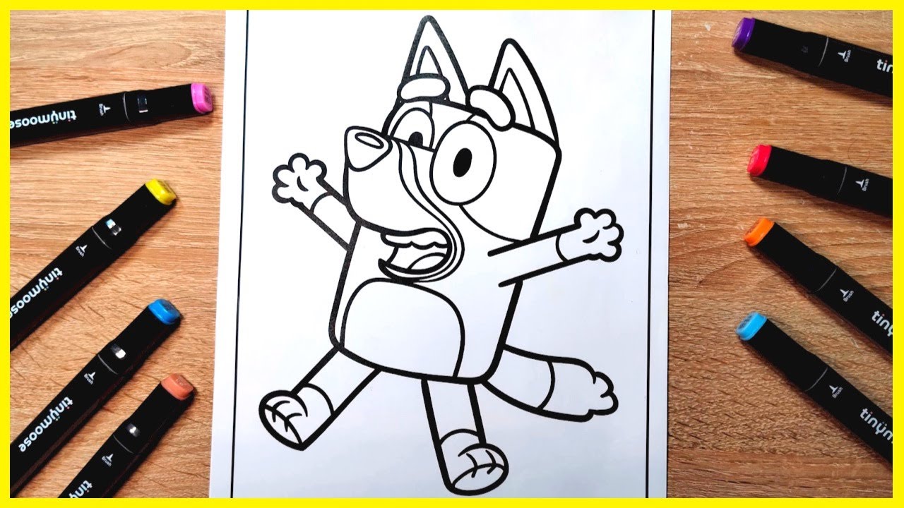 Bluey coloring page | learn coloring with markers - YouTube