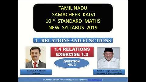 TN Samacheer Kalvi | 10th MATHS | TAMIL | EXERCISE 1.2 | QUESTION NO.2 | 1. RELATIONS AND FUNCTIONS