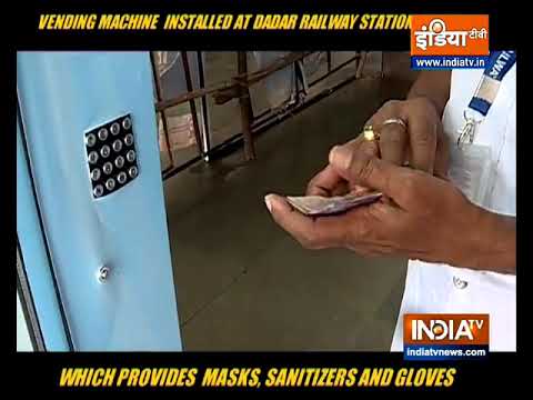 Vending machine at Mumbai`s Dadar Railway Station dispenses masks, sanitizers and gloves