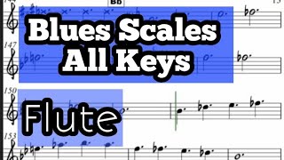 Blues Scale All Keys for Flute or Violin Sheet Music Backing Track Play Along Partitura