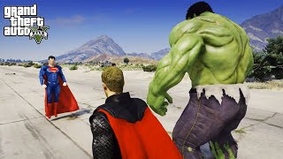 GTA 5 - Thor & HulK teaming up against Superman | EPIC FULL FIGHT!