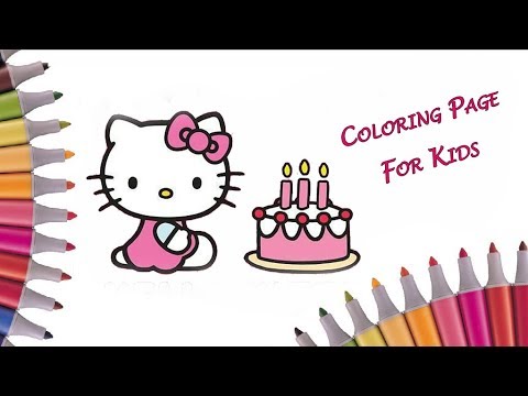 COLORING BOOK VIDEO FOR KIDS Hello Kitty Birthday Cake Cupcakes And Ice Creams Coloring Pages