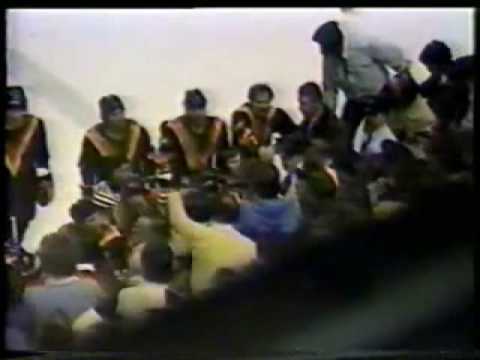 Larry Ashley Sticking Up For His Players. 1982 Vancouver Canucks vs Quebec Fans