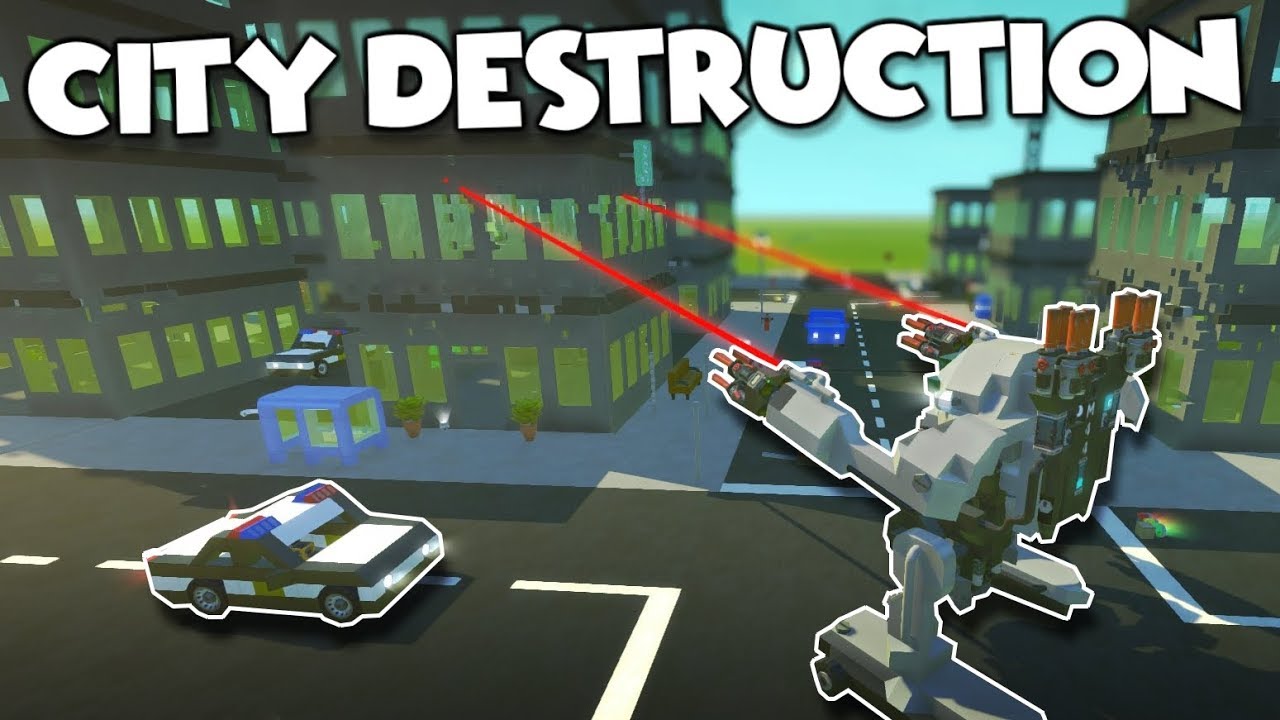 CITY BLOCK DESTROYED by SPUD GUN MECH! - Scrap Mechanic Creations! - Episode 130