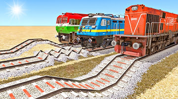 3 TRAINS RUNNING ON RISKY RAILWAY TRACKS | Most Dangerous Bumpy Railroad Tracks | Train Simulator