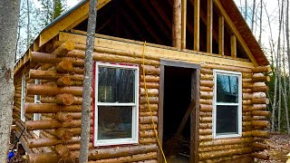 Building an Off Grid Log Cabin at the River, Woodwork ,Exploration ,Survival ,Wilderness