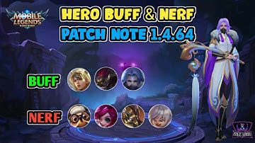 HERO BUFF/NERF PATCH NOTE 1.4.64 - DIGGIE NERF, NANA NERF, HANZO BUFF, FREYA BUFF MOBILE LEGENDS