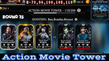 Action Movie Tower Boss Battle 110 & 70, 90 Fight + Reward Mortal Kombat Mobile