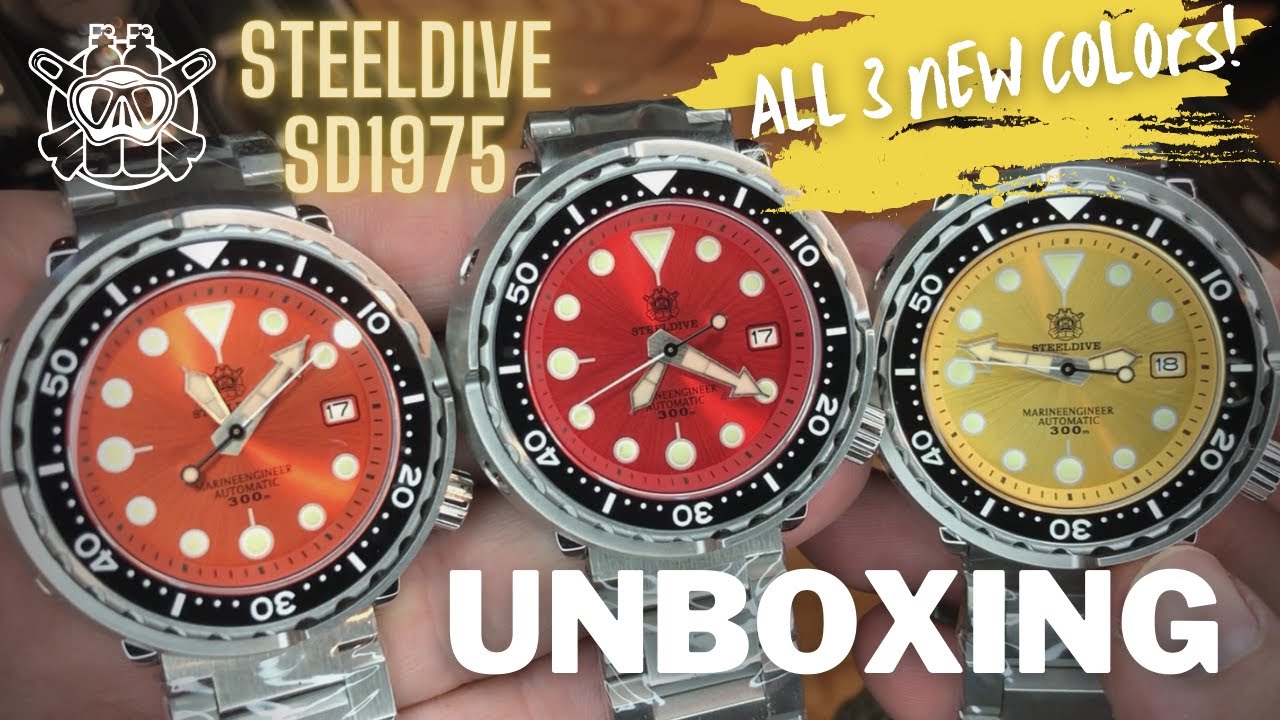 STEELDIVE SD1975 | Unboxing 3 NEW Colors! Tuna Homage - YouTube